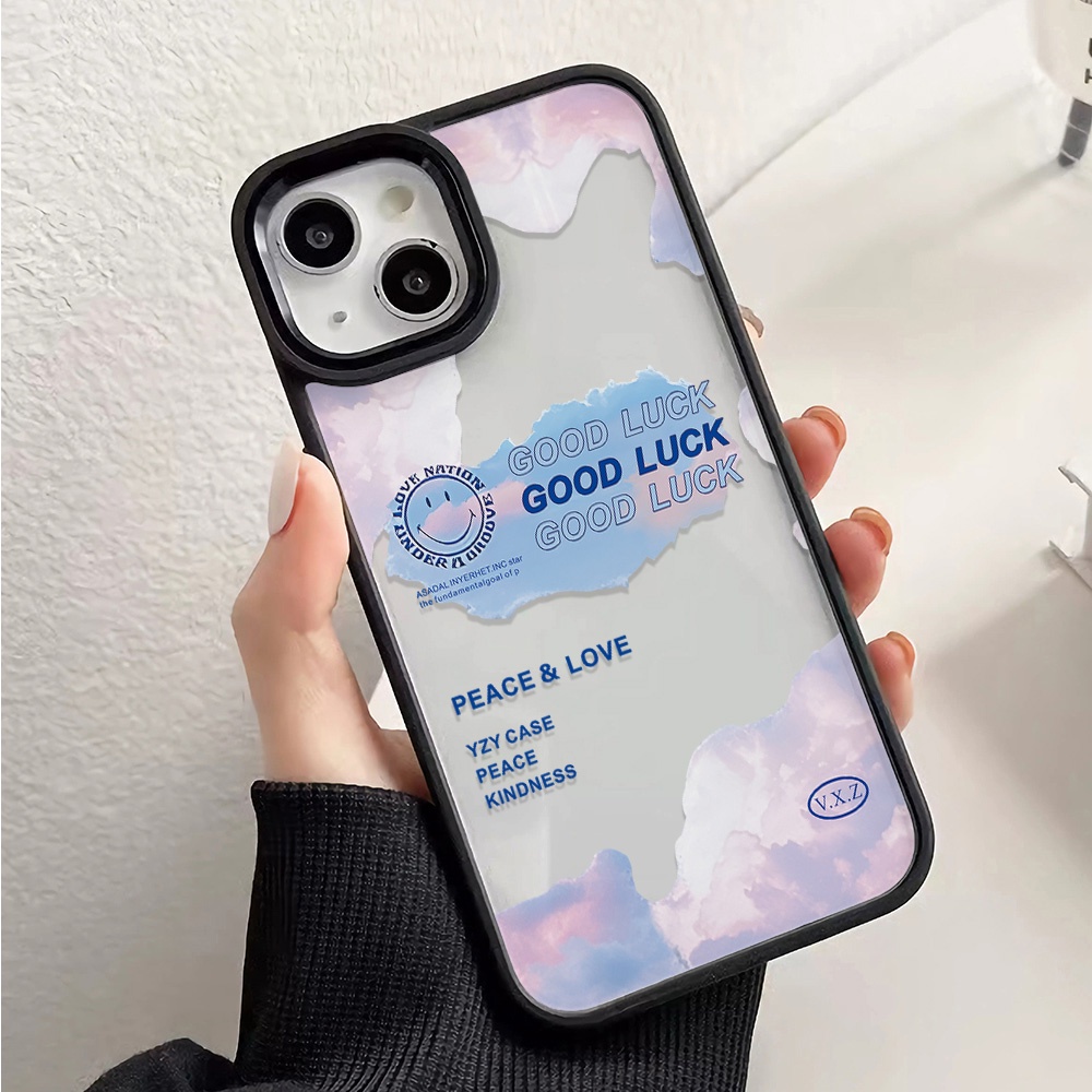 Ốp Điện Thoại Nhựa Acrylic Cứng Trong Suốt In Chữ Chúc May Mắn Cho iphone 14promax 11 13 12 7Plus 8 X XS Max
