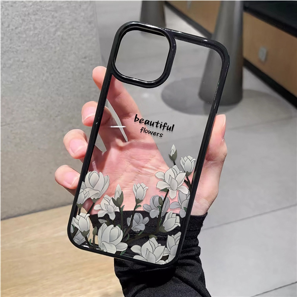 Ốp Điện Thoại Nhựa Acrylic Cứng Trong Suốt In Hình Hoa Đẹp Mắt Cho iphone 14promax 11 13 12 7Plus 8 X XS Max