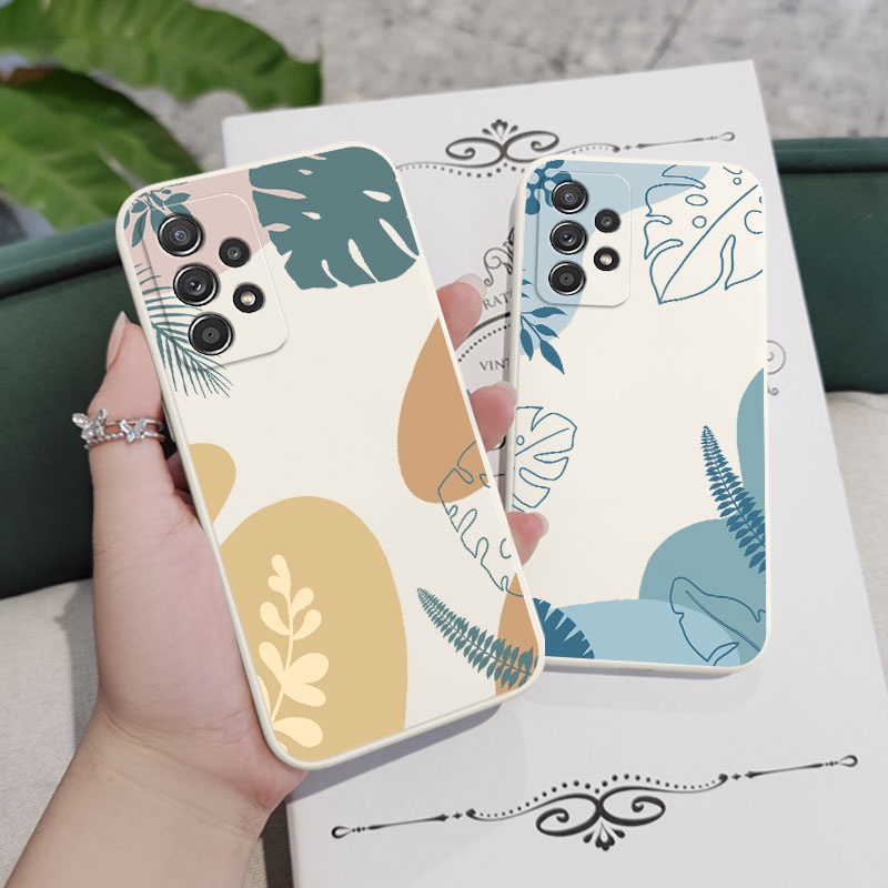 Ốp Điện Thoại Silicon Dẻo Họa Tiết Lá Cây Cho Samsung Galaxy A54 A34 A24 A14 A04 A04S A04E 4G 5G