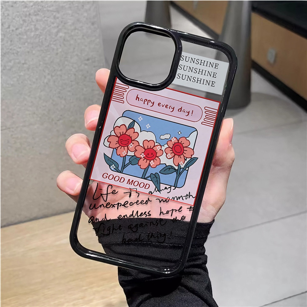 Ốp Điện Thoại Nhựa Acrylic Cứng Trong Suốt Hình Hoa Đỏ Cho iphone 14promax 11 13 12 7Plus 8 X XS Max