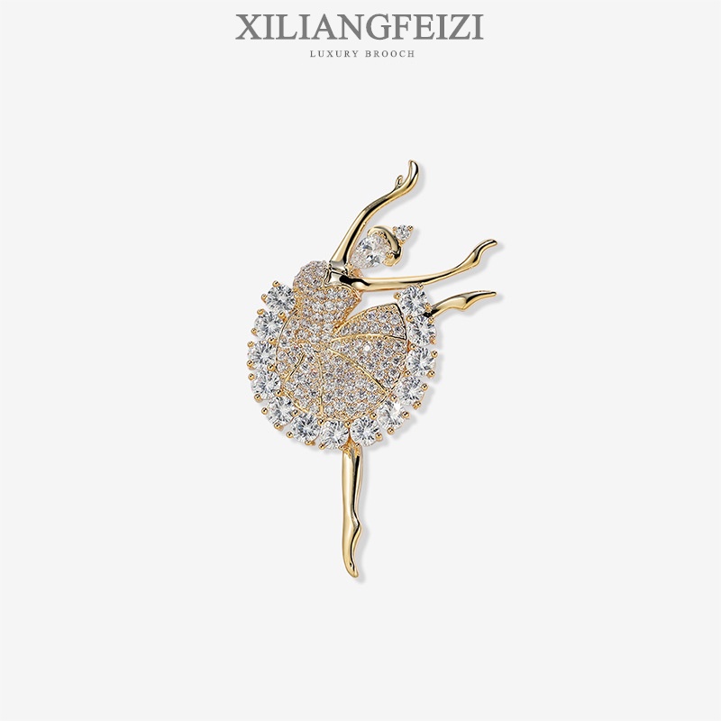 XILIANGFEIZI Trâm Cài Áo Hình Cô Gái Nhay Múa Ba Lê Đính Zircon Cao Cấp Phụ Kiện Thời Trang Quà Tặng Nữ