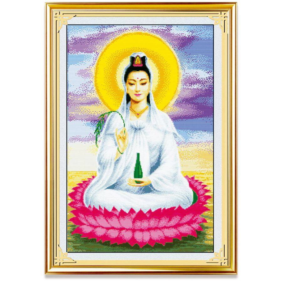 Tranh thêu chữ thập Quán Thế Âm Bồ tát Phật giáo Bộ thêu chữ thập, Vải in Vải không in 14CT 11CT