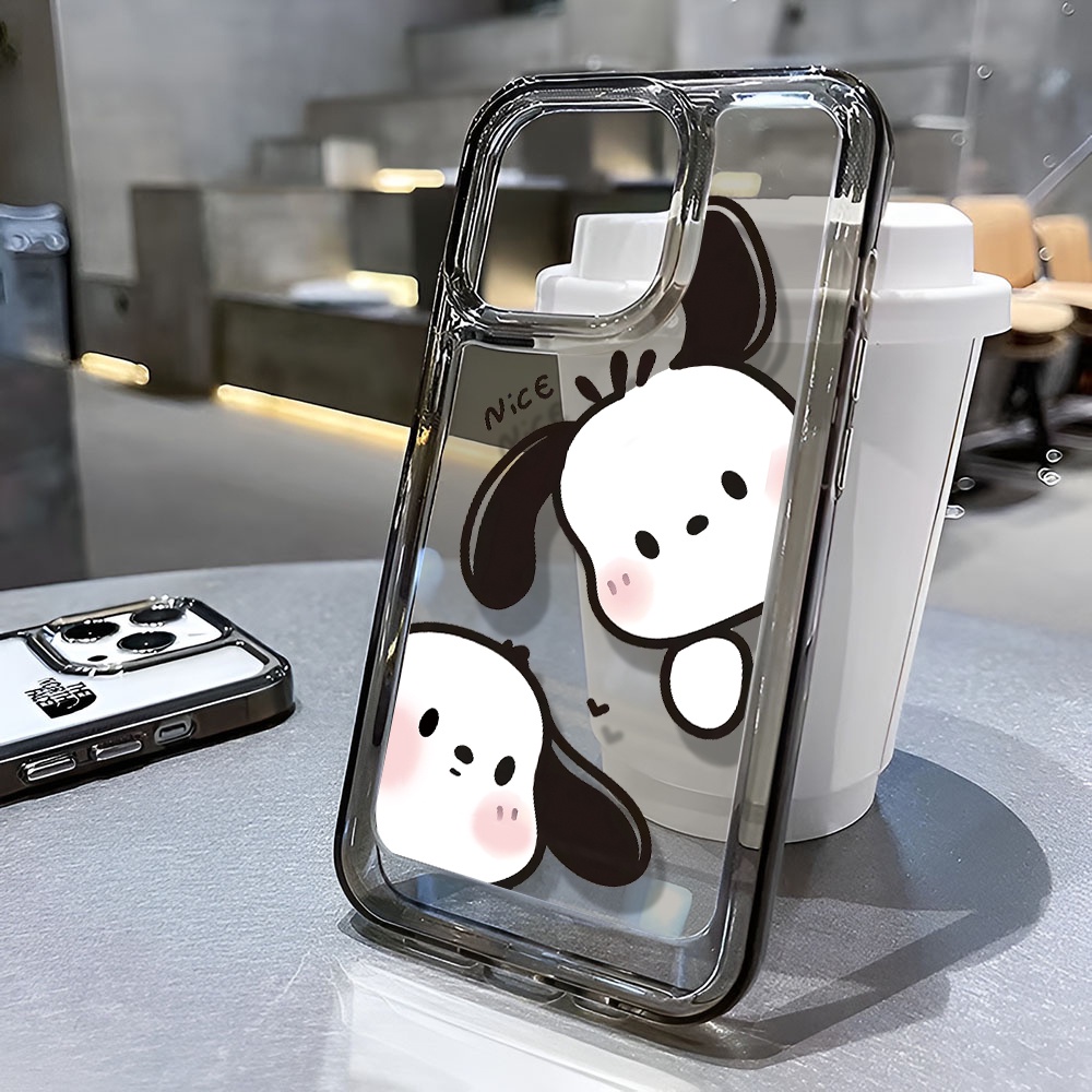 Ốp Điện Thoại Màu Đen Trong Suốt Chống Sốc Hình Pochacco Cho iphone 14promax 11 13 12 8 7Plus X XS Max