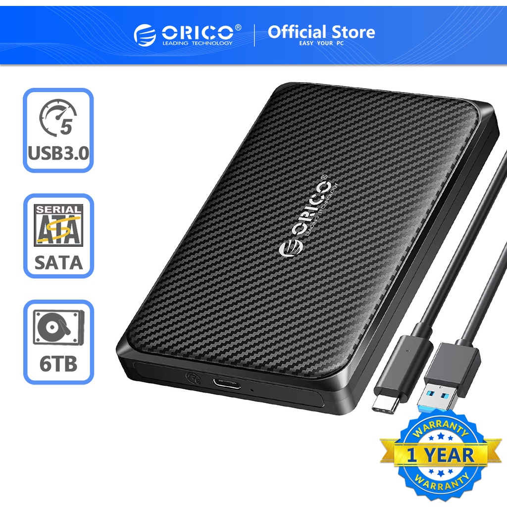 Vỏ đựng ổ cứng ngoài ORICO 2.5 inch SATA sang USB 3.0/Type-C HDD USB3.0 tốc độ cao UASP SSD cho WD Seagate (2189U3-V1)