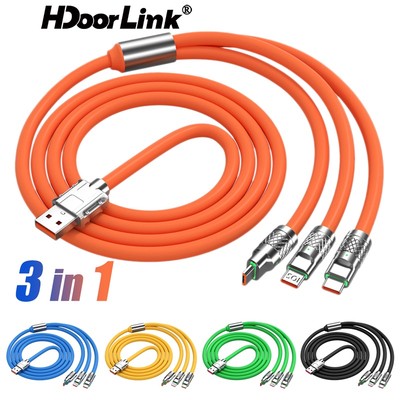 Cáp sạc HDOORLINK Micro USB Type-C 120cm 6A 3 trong 1 cho điện thoại Samsung