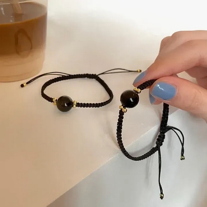 Vòng Tay Dây Bện Màu Đen Handmade Có Thể Điều Chỉnh Dành Cho Cặp Đôi / Tình Bạn