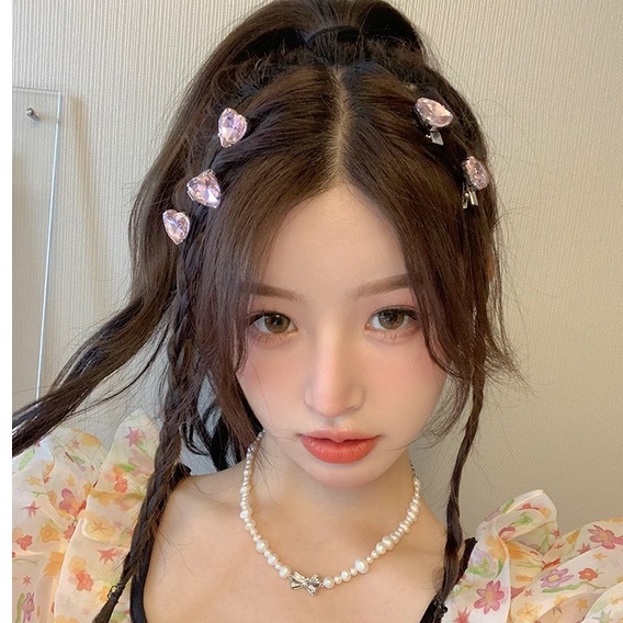 Bộ 5 Kẹp Tóc Đính Đá Hình Trái Tim Phong Cách Thời Trang Mới Dành Cho Bạn Gái 2023