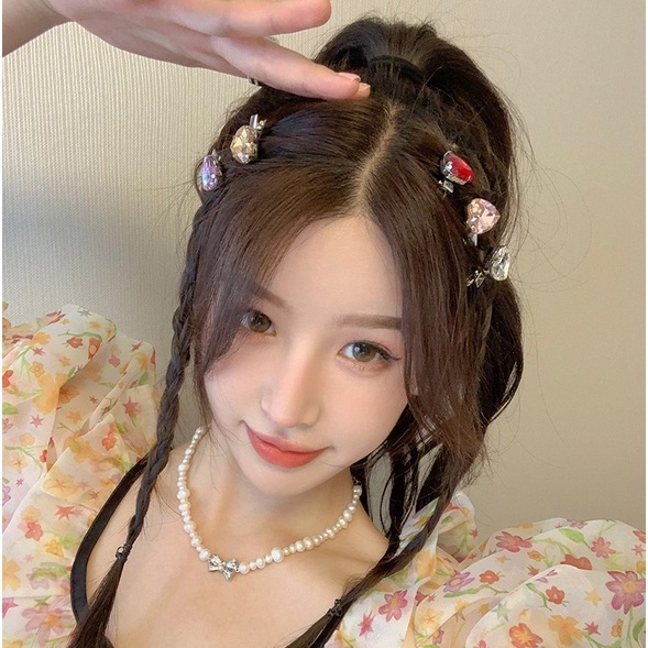 Bộ 5 Kẹp Tóc Đính Đá Hình Trái Tim Phong Cách Thời Trang Mới Dành Cho Bạn Gái 2023