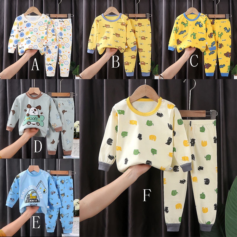 Bộ đồ ngủ SANITKUN 100% cotton tay dài họa tiết hoạt hình đáng yêu cho bé