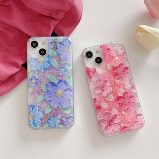 Dành Cho iPhone 15 Plus 14 13 Pro 12 Mini 11 X XR XS MAX SE 2020 6 7 8 Plus Tranh Hoa Họa Tiết Lấp Lánh Chất Lỏng Bling Cát lún Phát Sáng Trong Bóng Tối Lumiouns Trong Suốt Mềm TPU Ốp Lưng