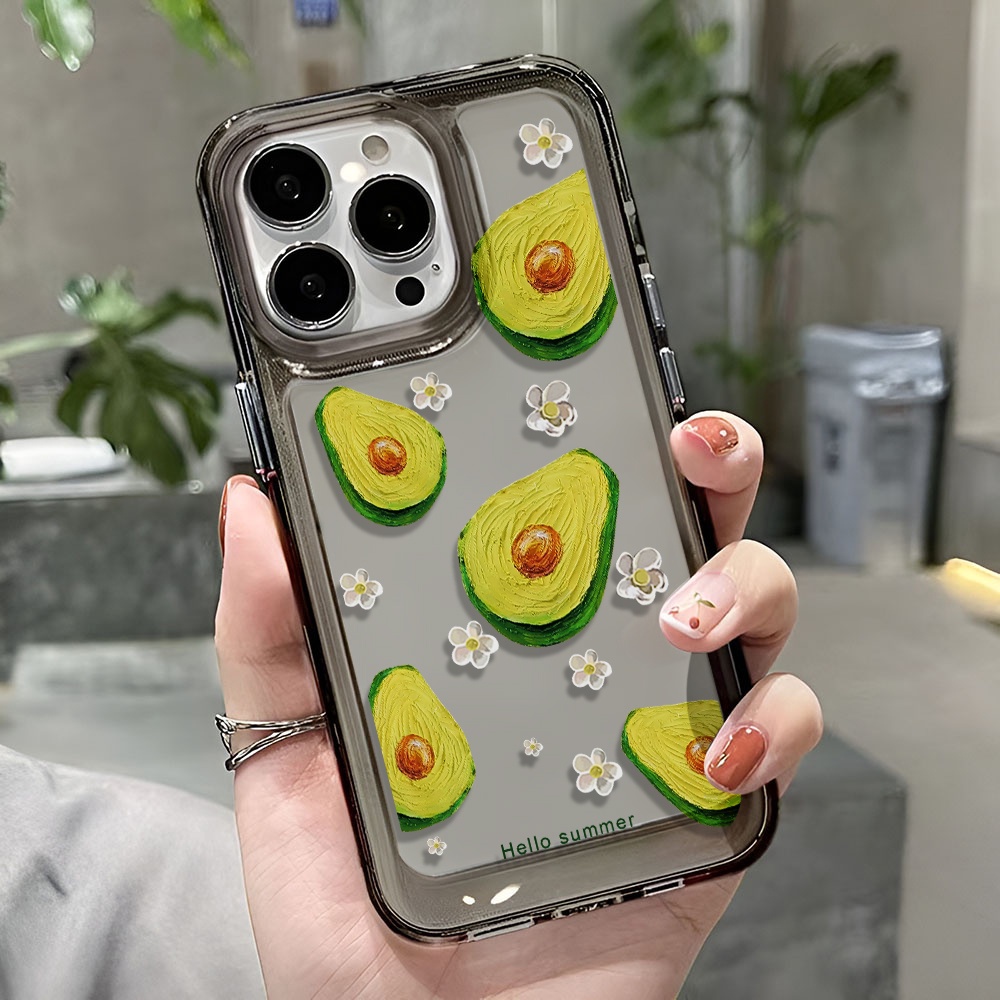 Ốp Điện Thoại Trong Suốt Họa Tiết Trái Bơ Cho iphone 14 pro max 11 13 12 7 8 Plus X XR XSMax