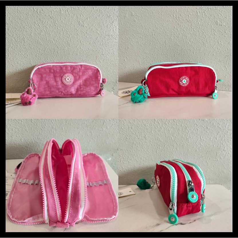 Túi Đựng Bút / Mỹ Phẩm 3 Ngăn Khóa Kéo Sức Chứa Lớn Siêu Nhẹ Màu Sắc Thời Trang Kipling K13564