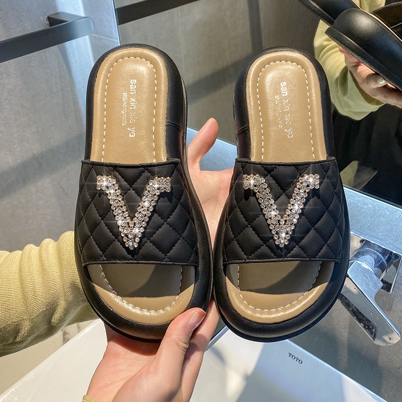 [Hàng Có Sẵn Giao Hàng Nhanh] Dép Xỏ Ngón Mùa Hè 2023 Đính Kim Cương Giả Thời Trang Dễ Phối Đồ Thoáng Khí Cho Nữ