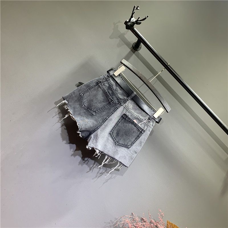 [Hàng Có Sẵn Giao Hàng Nhanh] Quần Short Denim Rách Dáng Chữ A Lưng Cao Ống Rộng Mùa Hè Dễ Phối Đồ Cho Nữ
