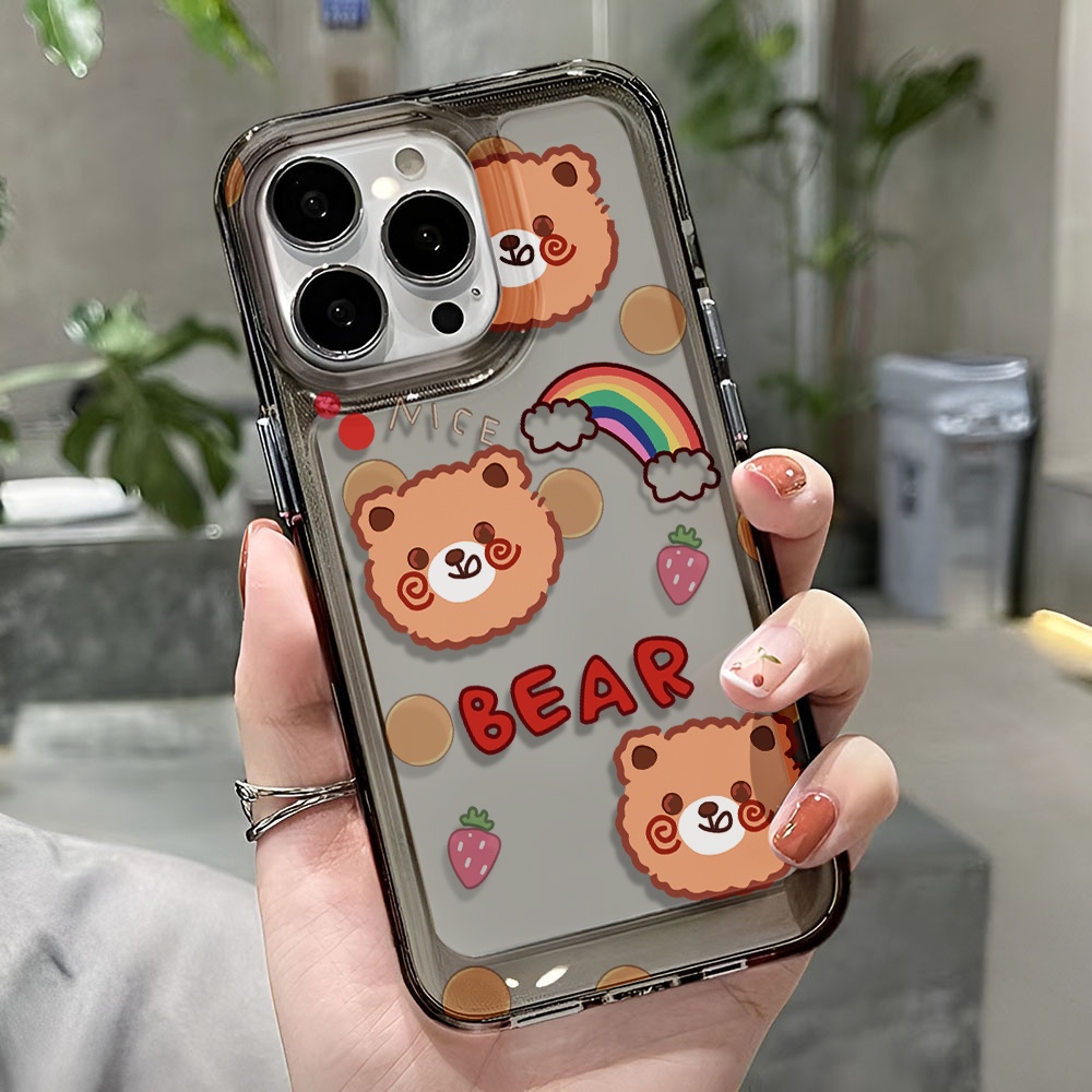 Ốp Điện Thoại Trong Suốt Chống Sốc In Hình Gấu Cầu Vồng Cho iphone 14 pro max 11 13 12 7 8 Plus X XR XSMax