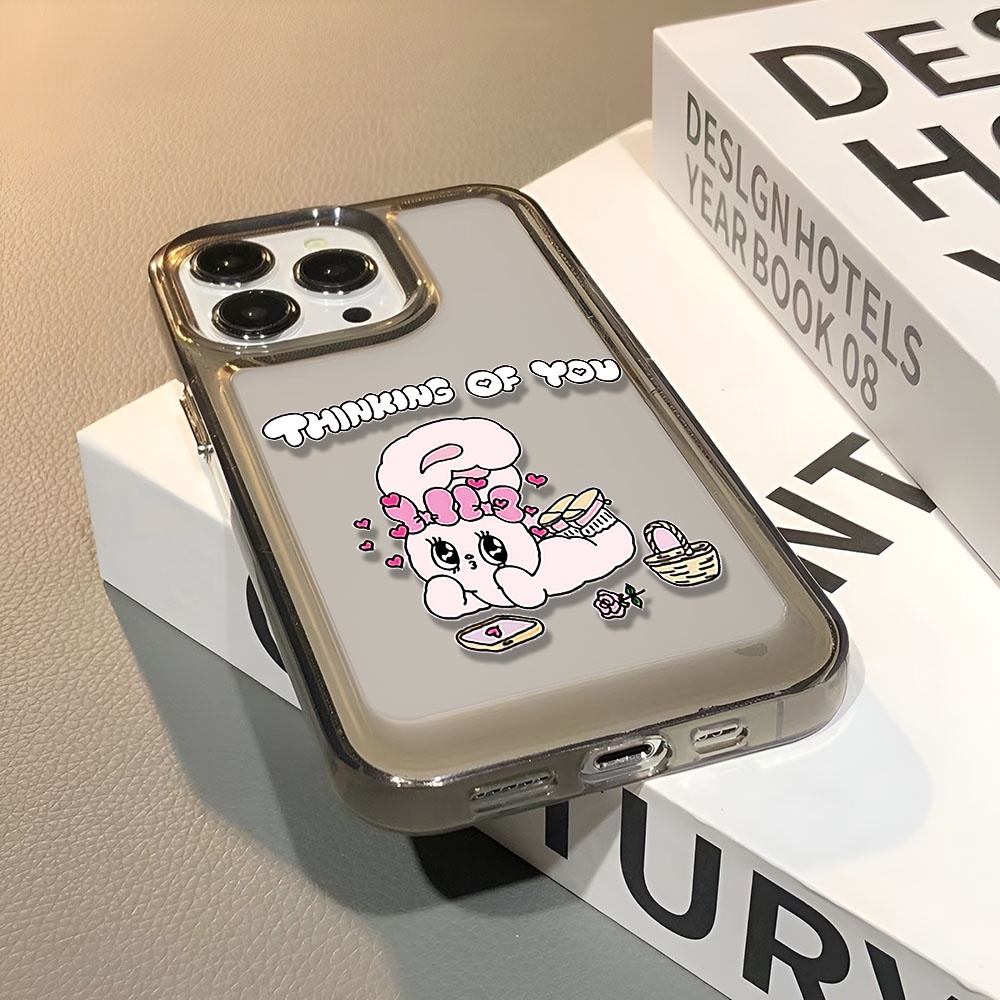 Ốp Điện Thoại Trong Suốt Chống Sốc In Hình Thỏ Hồng Cho iphone 14 pro max 11 13 12 7 8 Plus X XR XSMax