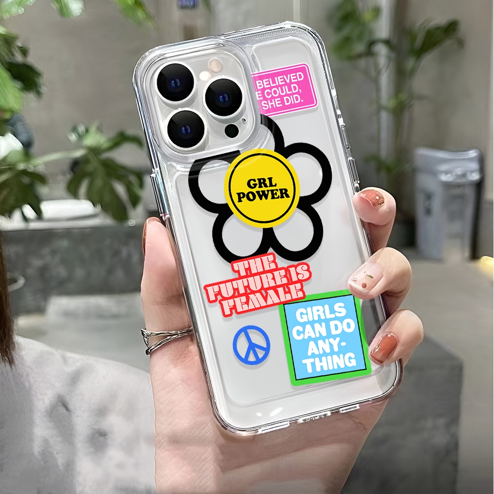 Ốp Điện Thoại Trong Suốt Chống Sốc In Hình Hoa Mặt Cười Cho iphone 14 pro max 11 13 12 7 8 Plus X XR XSMax