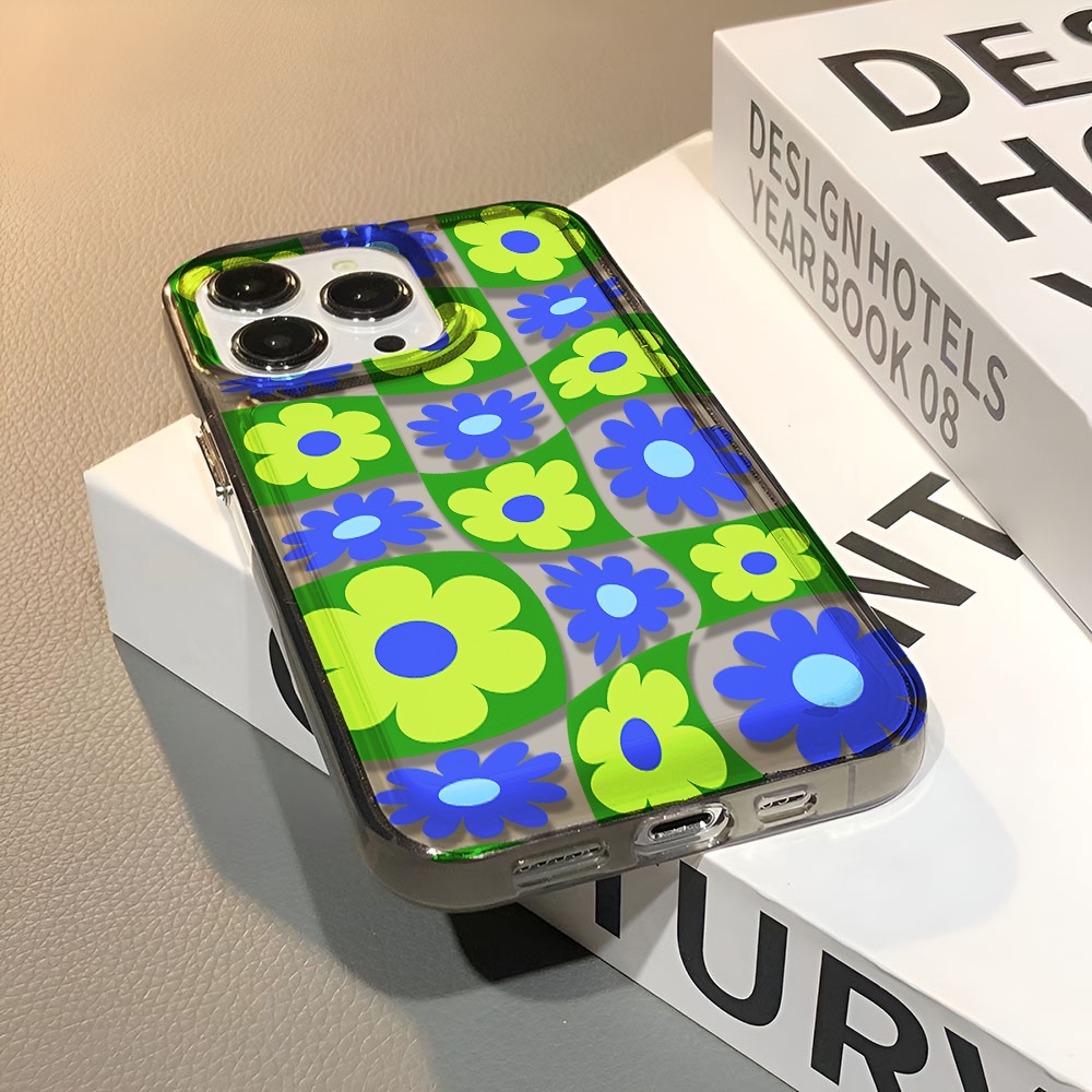 Ốp Điện Thoại Trong Suốt Chống Sốc Họa Tiết Kẻ Ô Cho iphone 14 pro max 11 13 12 7 8 Plus X XR XSMax