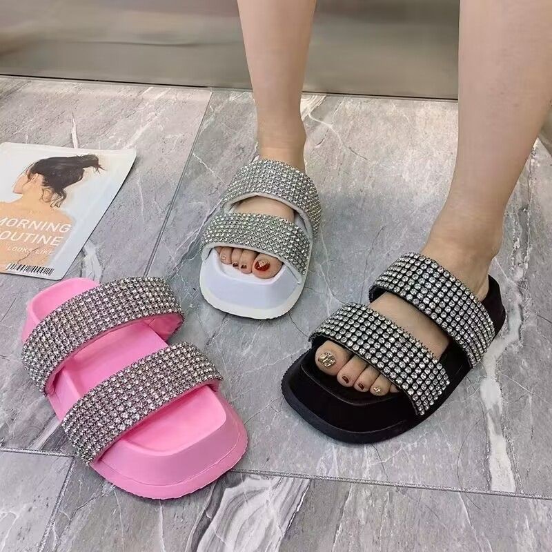 Dép Quai Ngang Đế Dày Hở Ngón Phong Cách Châu Âu Thời Trang Mới Cho Nữ