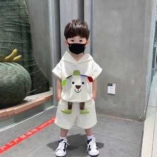 Bộ Đồ Áo Thun Tay Ngắn Có Mũ Trùm In Hoạt Hình Thời Trang Mùa Hè 2023 Cho Bé Trai