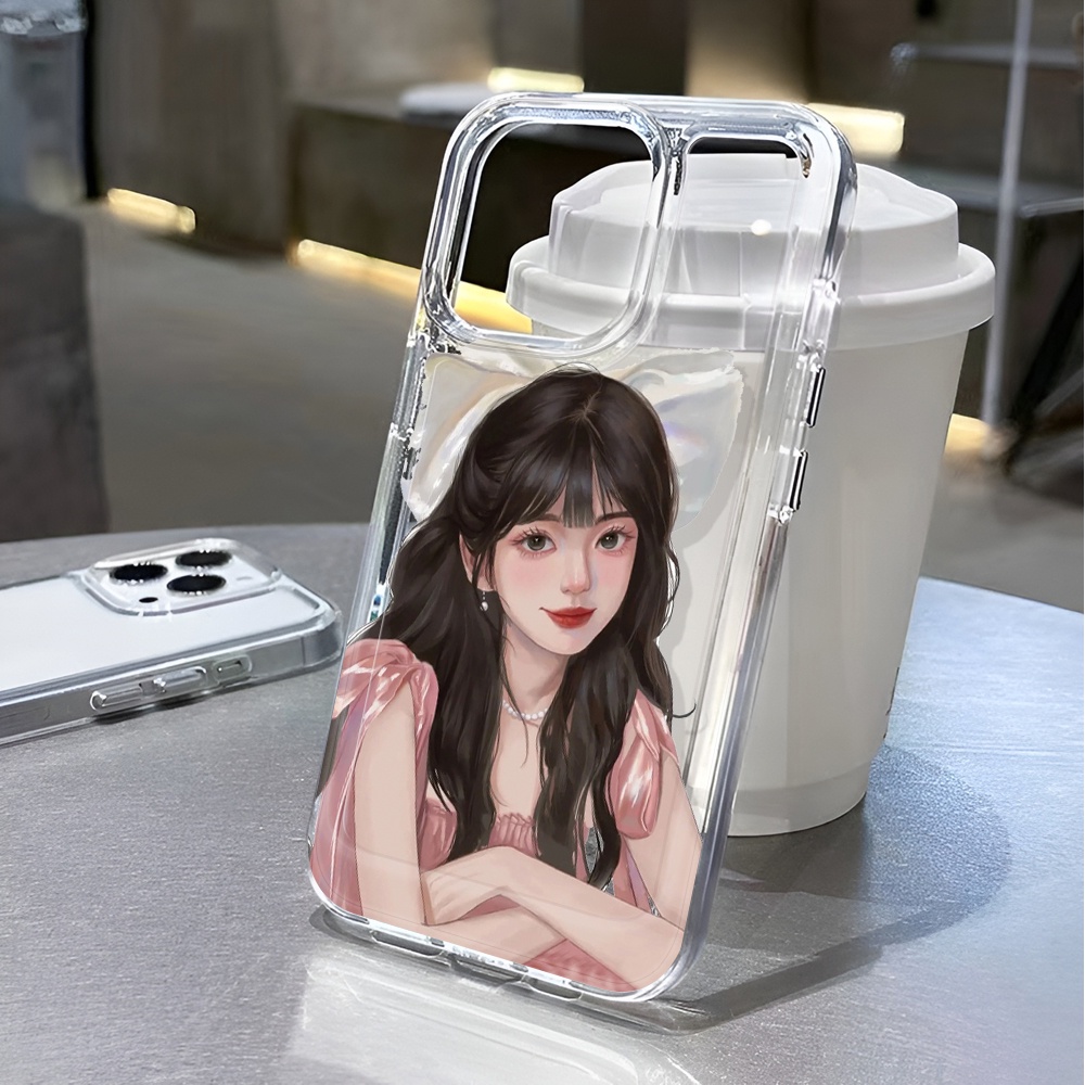 Ốp Điện Thoại Trong Suốt Chống Sốc In Hình Cô Gái Không Gian Cho iphone 14 pro max 11 13 12 7 8 Plus X XR XSMax