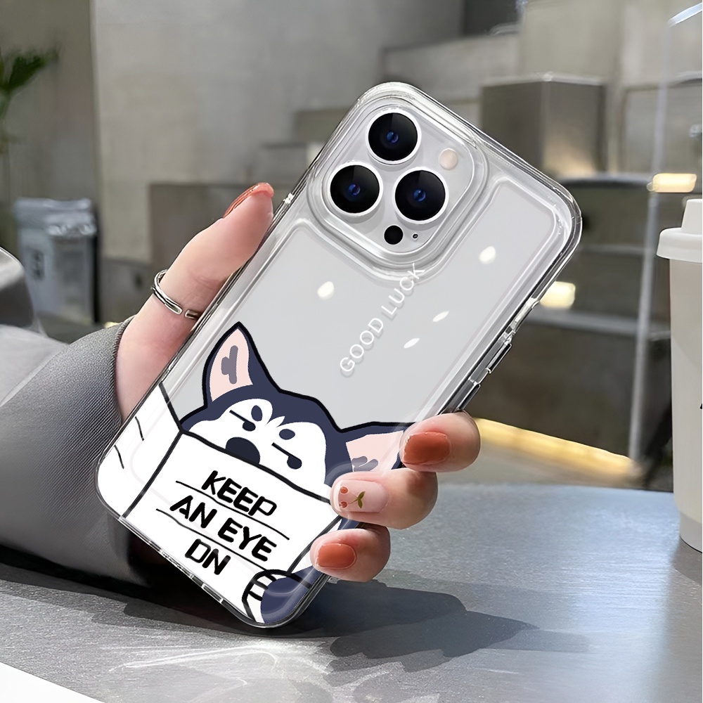 Ốp Điện Thoại Trong Suốt Chống Sốc Họa Tiết Chú Chó Đọc Báo Cho iphone 14 pro max 11 13 12 7 8 Plus X XR XSMax