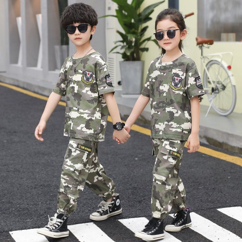 Set Áo Thun Tay Ngắn + Quần Dài Họa Tiết Rằn Ri Màu Sắc Thời Trang Mùa Hè Cho Bé Trai