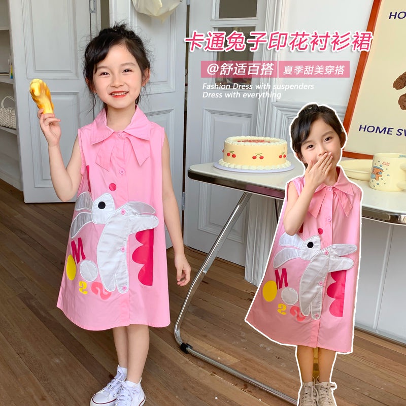 Đầm Công Chúa Mùa Hè Thời Trang Phong Cách Hàn Quốc In Họa Tiết Thỏ Cho Bé Gái