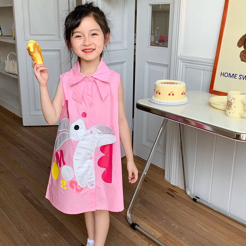 Đầm Công Chúa Mùa Hè Thời Trang Phong Cách Hàn Quốc In Họa Tiết Thỏ Cho Bé Gái