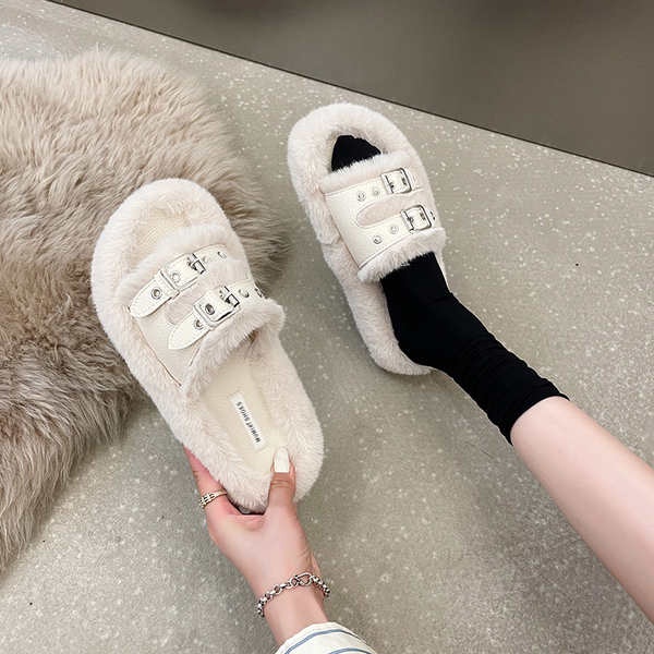 Dép Lông Xù Mềm Mại Thoải Mái Đơn Giản Cho Nữ