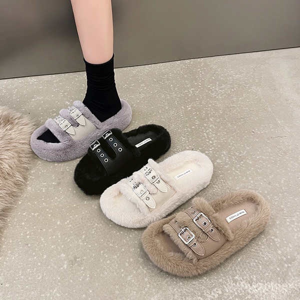 Dép Lông Xù Mềm Mại Thoải Mái Đơn Giản Cho Nữ