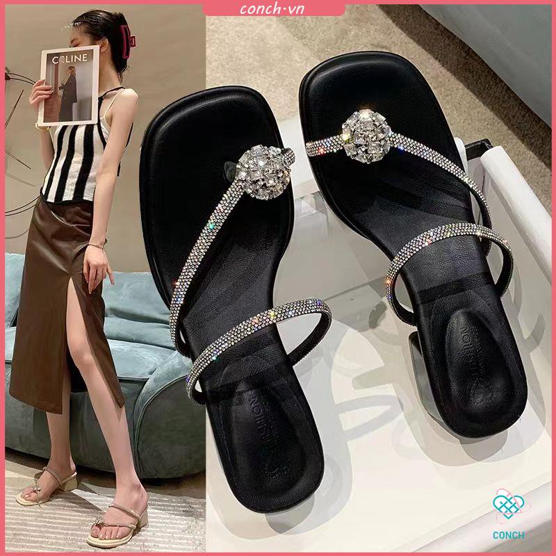 Sandal đế dày dép xỏ ngón đế vuông kiểu Pháp