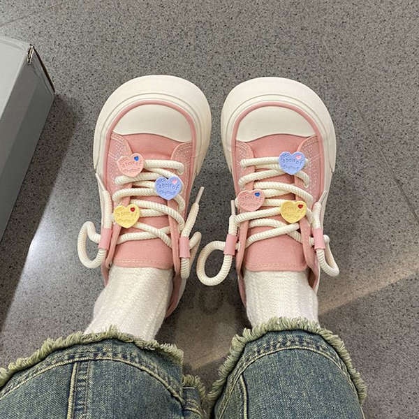 Giày Canvas Họa Tiết Trái Tim Dễ Thương Thời Trang Mùa Hè 2023