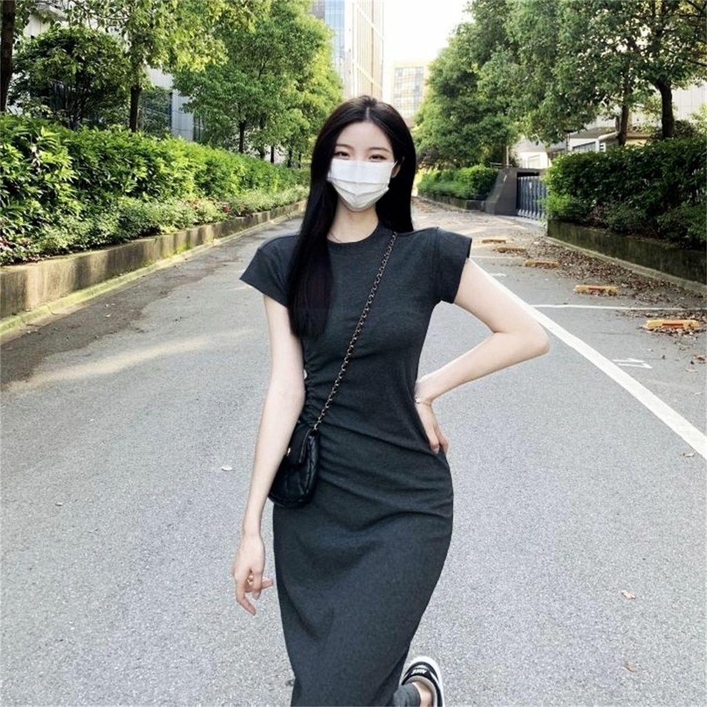 Đầm Thun Dáng Dài Ôm Sát Phong Cách Pháp Cổ Điển Thời Trang Cao Cấp Cho Nữ