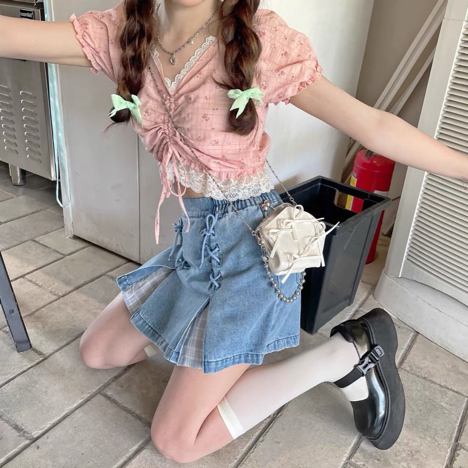 Áo Croptop Ôm Dáng Tay Phồng In Họa Tiết Hoa Quyến Rũ Thời Trang Cho Nữ