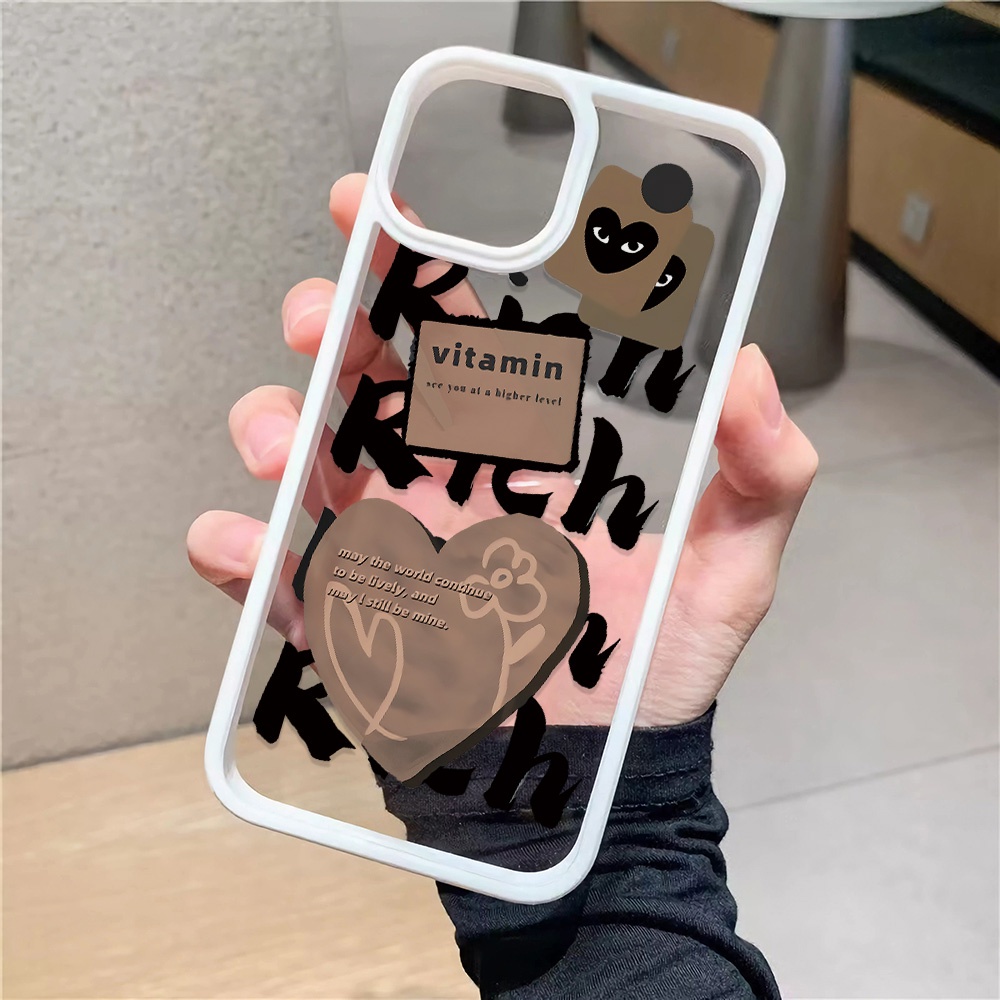 Ốp Điện Thoại Acrylic Cứng Trong Suốt Họa Tiết Trái Tim Cho iphone 14promax 11 13 12 7Plus 8 X XS Max