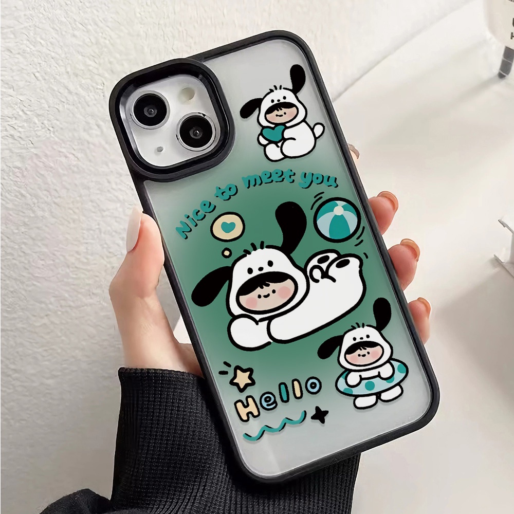 Ốp Điện Thoại Nhựa Acrylic Cứng Trong Suốt Hình Cún Dễ Thương Cho iphone 14promax 11 13 12 7Plus 8 X XS Max