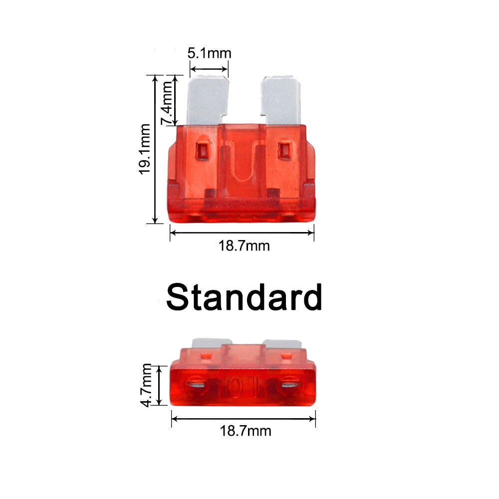 50 Cái/lốc Kích Thước Trung Bình Tiêu Chuẩn Cho Xe Hơi Cầu Chì 3A 5A 7.5A 10A 15A 20A 25A 30A 35A 40A 50A