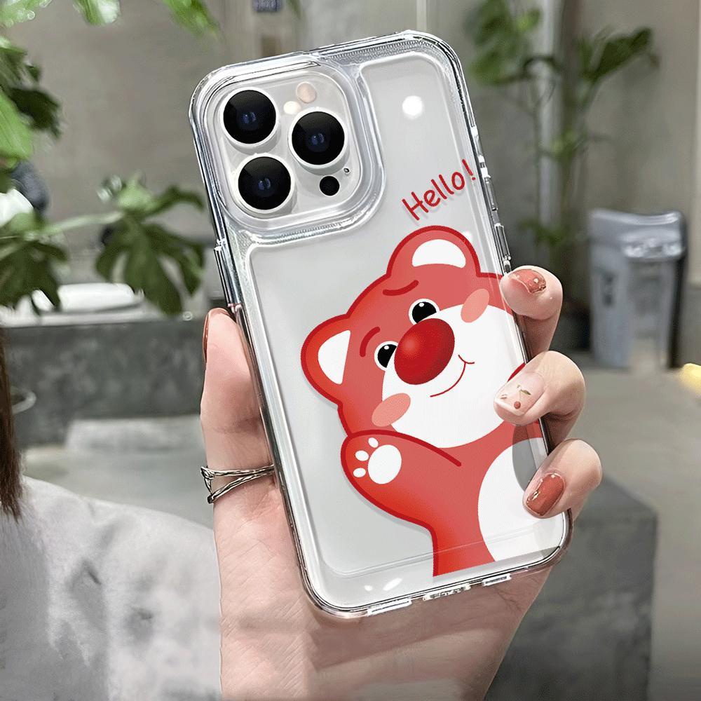 Ốp Điện Thoại Mềm Trong Suốt In Hình Gấu Strawberry Cho iphone 14promax 13 12 11 7Plus 7 8 X XR XSMax