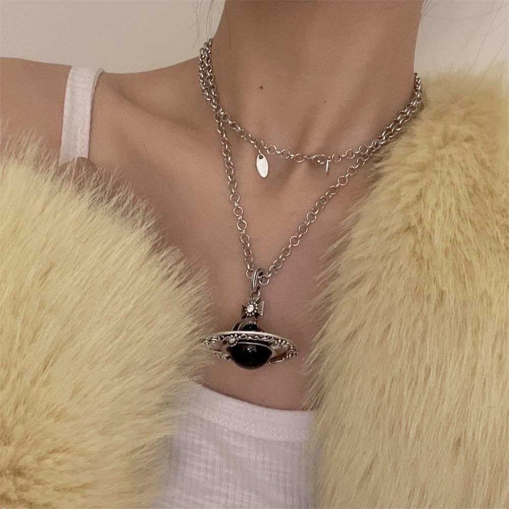 Dây Chuyền Mặt Đá Obsidian Lớn Điêu Khắc Nhiều Màu Phong Cách Cổ Điển