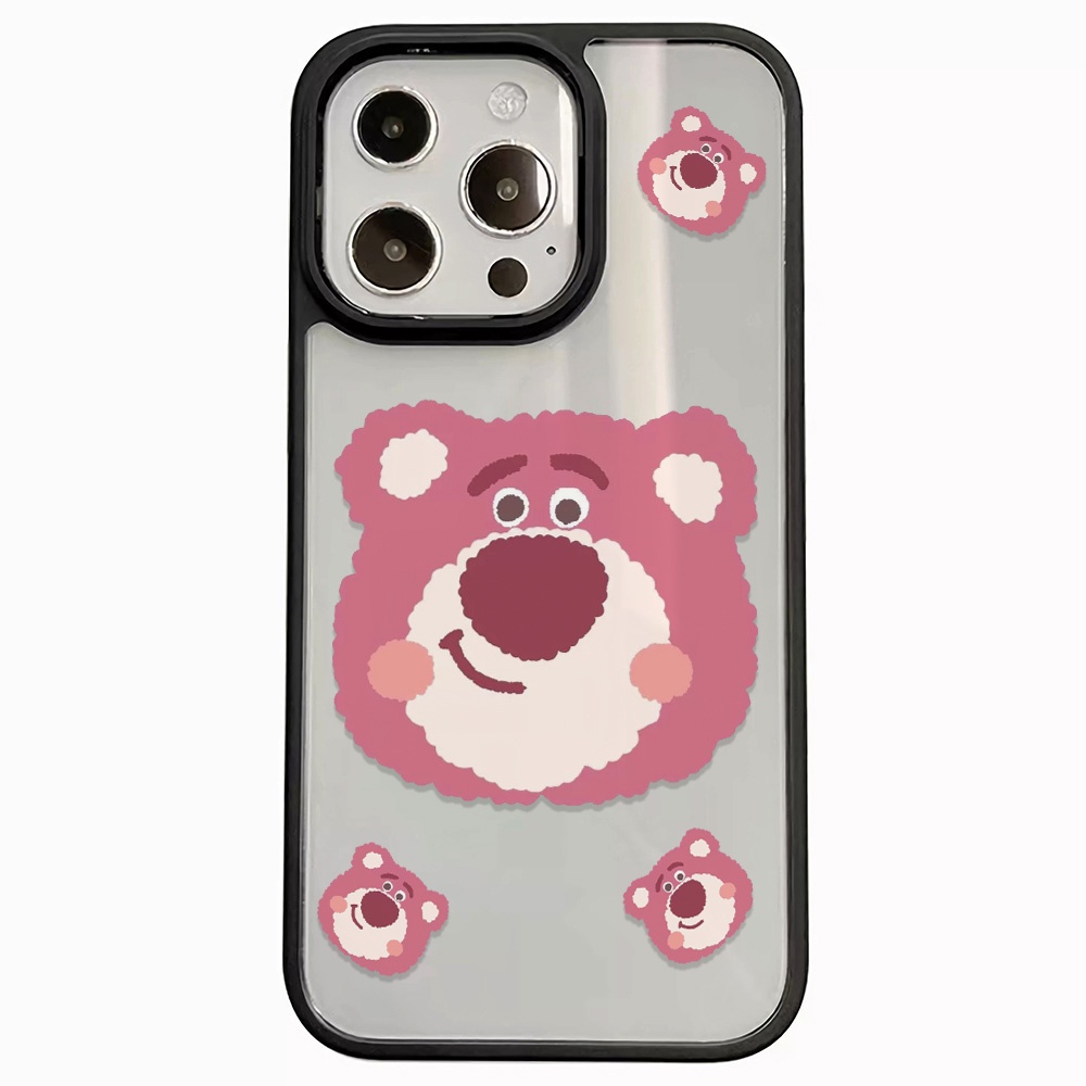 Ốp Điện Thoại Nhựa Acrylic Cứng Trong Suốt Hình Gấu Dâu Tây Cho iphone 14promax 11 13 12 7Plus 8 X XS Max