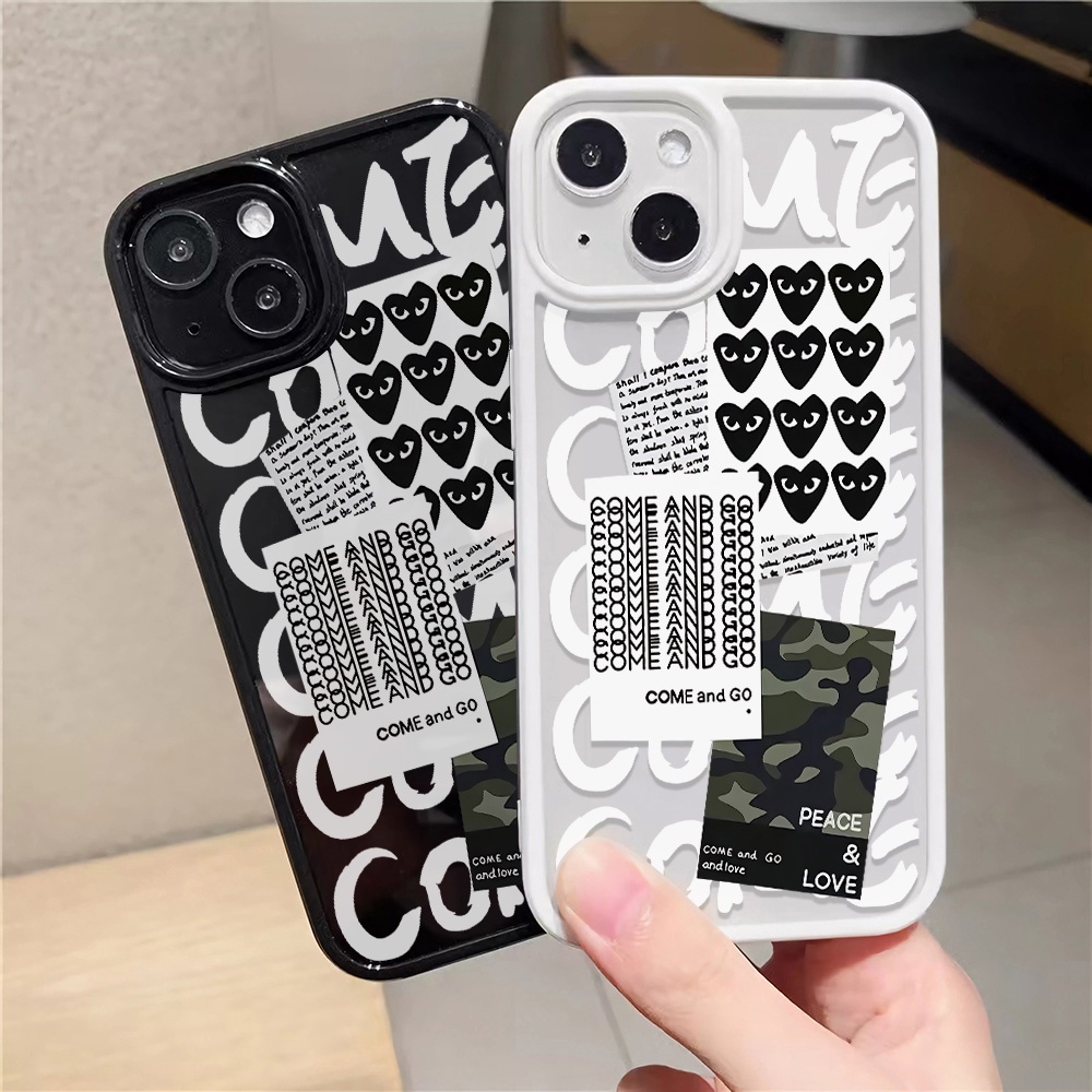 Ốp Điện Thoại Acrylic Cứng Trong Suốt Họa Tiết Trái Tim Màu Đen Cho iphone 14promax 11 13 12 7Plus 8 X XS Max