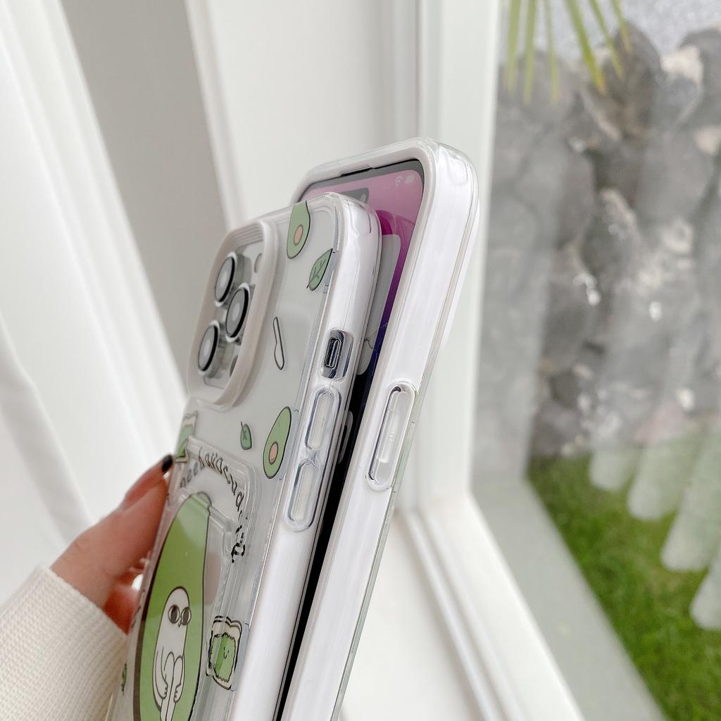 Ốp Điện Thoại Hình Trái Bơ 3 Trong 1 Có Ngăn Đựng Thẻ Cho iPhone 14promax 13 12 11 7Plus X XR XSMAX