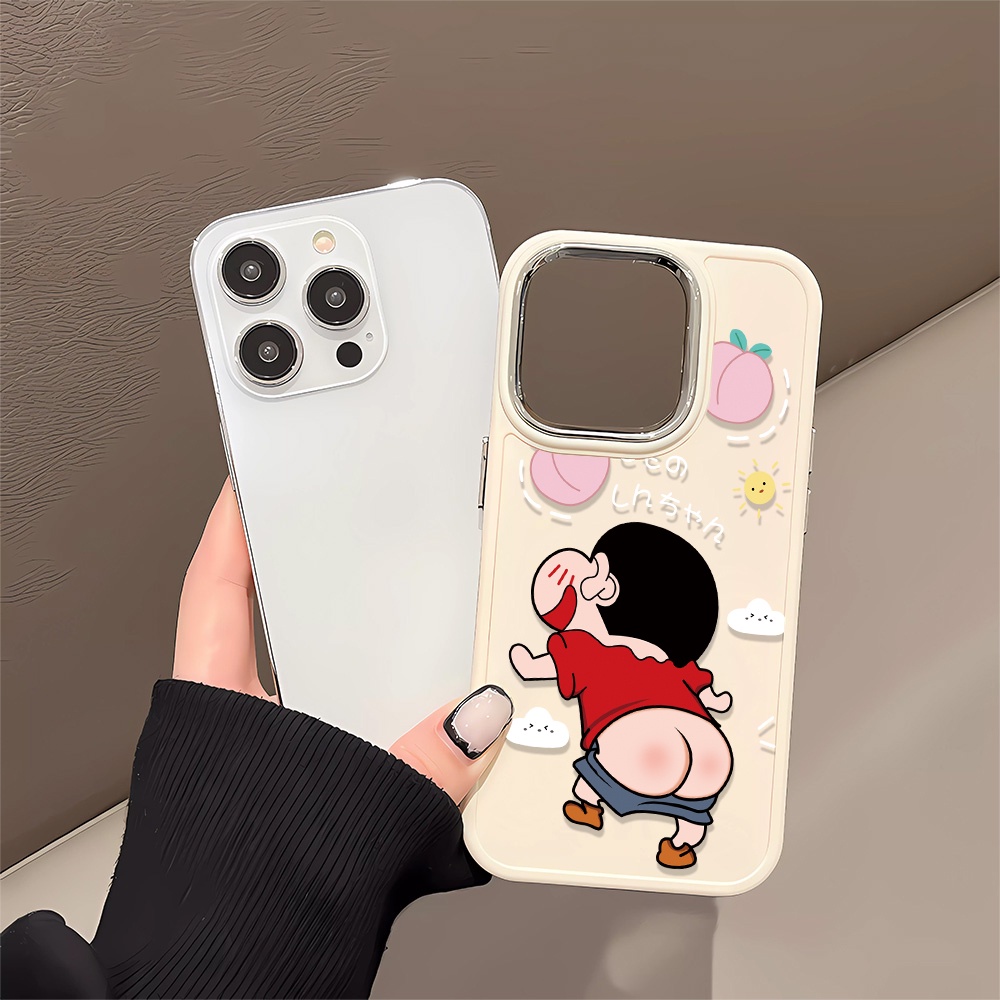 Ốp Điện Thoại Silicone Khung Kim Loại Chống Sốc Hình Cậu Bé Bút Chì Cho iphone 14promax 11 13 12 7Plus 8 X XS Max