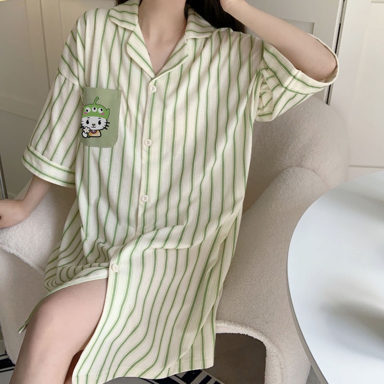 Đầm Ngủ Tay Lửng Mỏng Màu Xanh Lá Nhạt Phong Cách ins Gợi Cảm Cao Cấp Phong Cách Mùa Hè Mới Cho Nữ