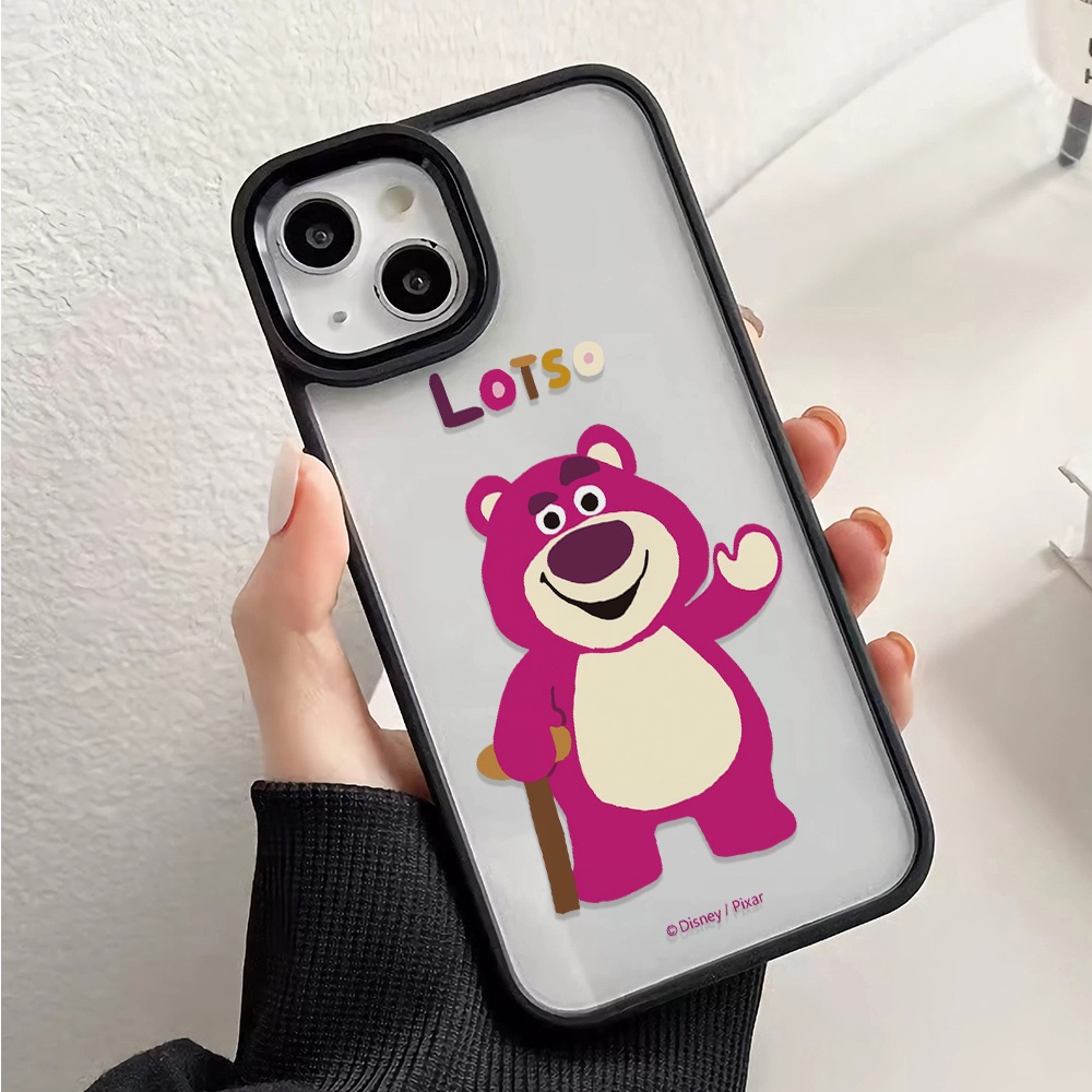 Ốp Điện Thoại Acrylic Cứng Trong Suốt Họa Tiết Gấu Và Dâu Tây Dễ Thương Cho iphone 14 pro Max 11 13 12 7Plus 8 X XS Max