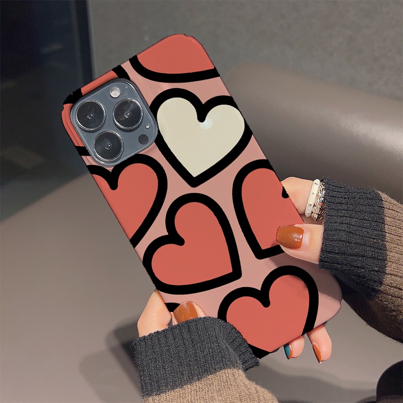 Ốp Điện Thoại Cứng Chống Sốc Họa Tiết Trái Tim Dễ Thương Cho iphone 14 pro Max 11 13 12 7Plus 8 X XS Max
