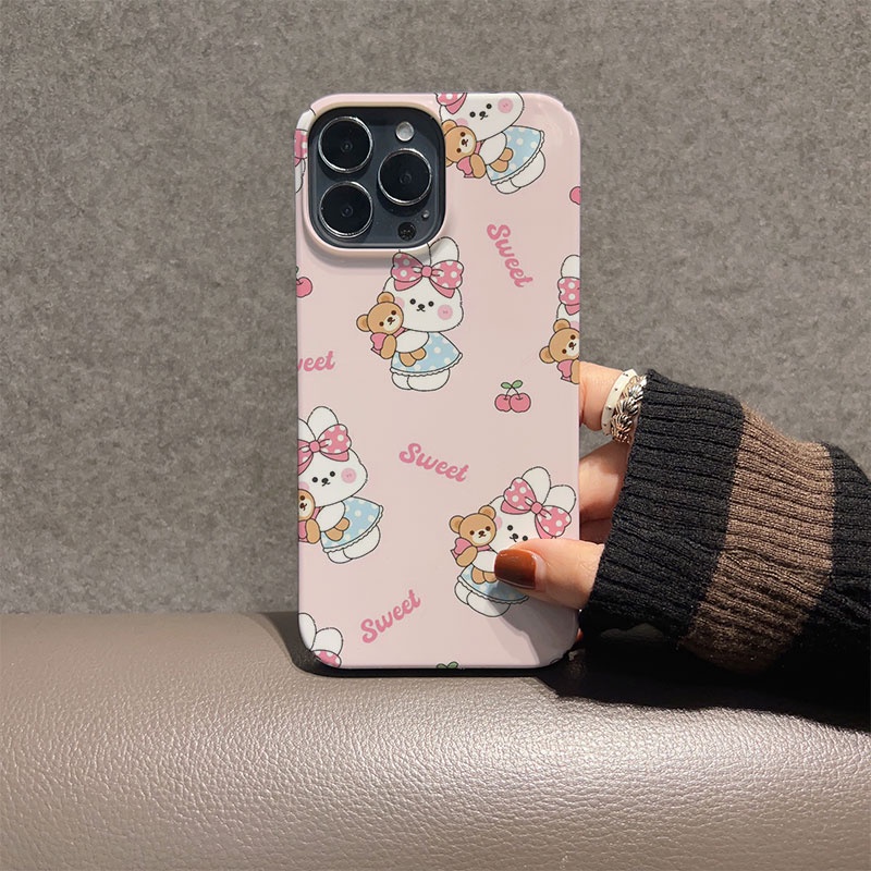 Ốp Điện Thoại Cứng Chống Sốc Hình Thỏ Và Gấu Cho iphone 14promax 11 13 12 7Plus 8 X XS Max
