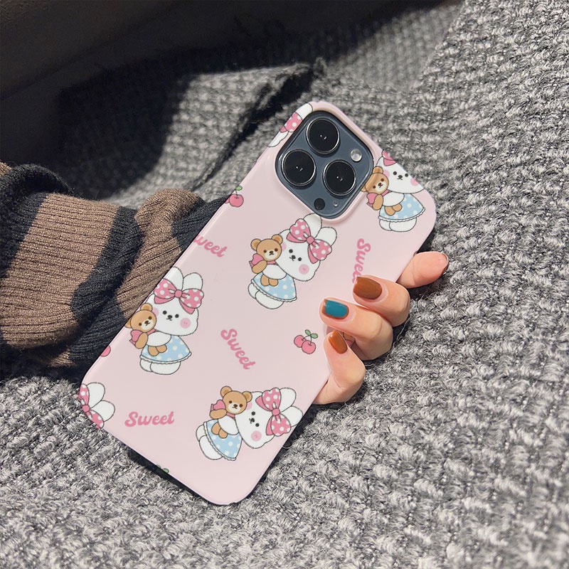 Ốp Điện Thoại Cứng Chống Sốc Hình Thỏ Và Gấu Cho iphone 14promax 11 13 12 7Plus 8 X XS Max