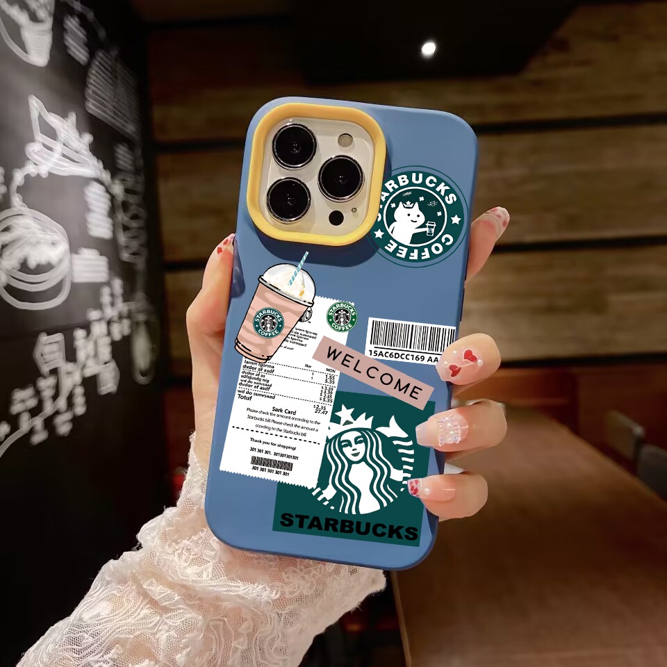 Ốp Điện Thoại silicon Dẻo in Chữ Và Ly Cà Phê 3 Trong 1 Cho iPhone 14Promax 13 12 11 7Plus X XR 7 8